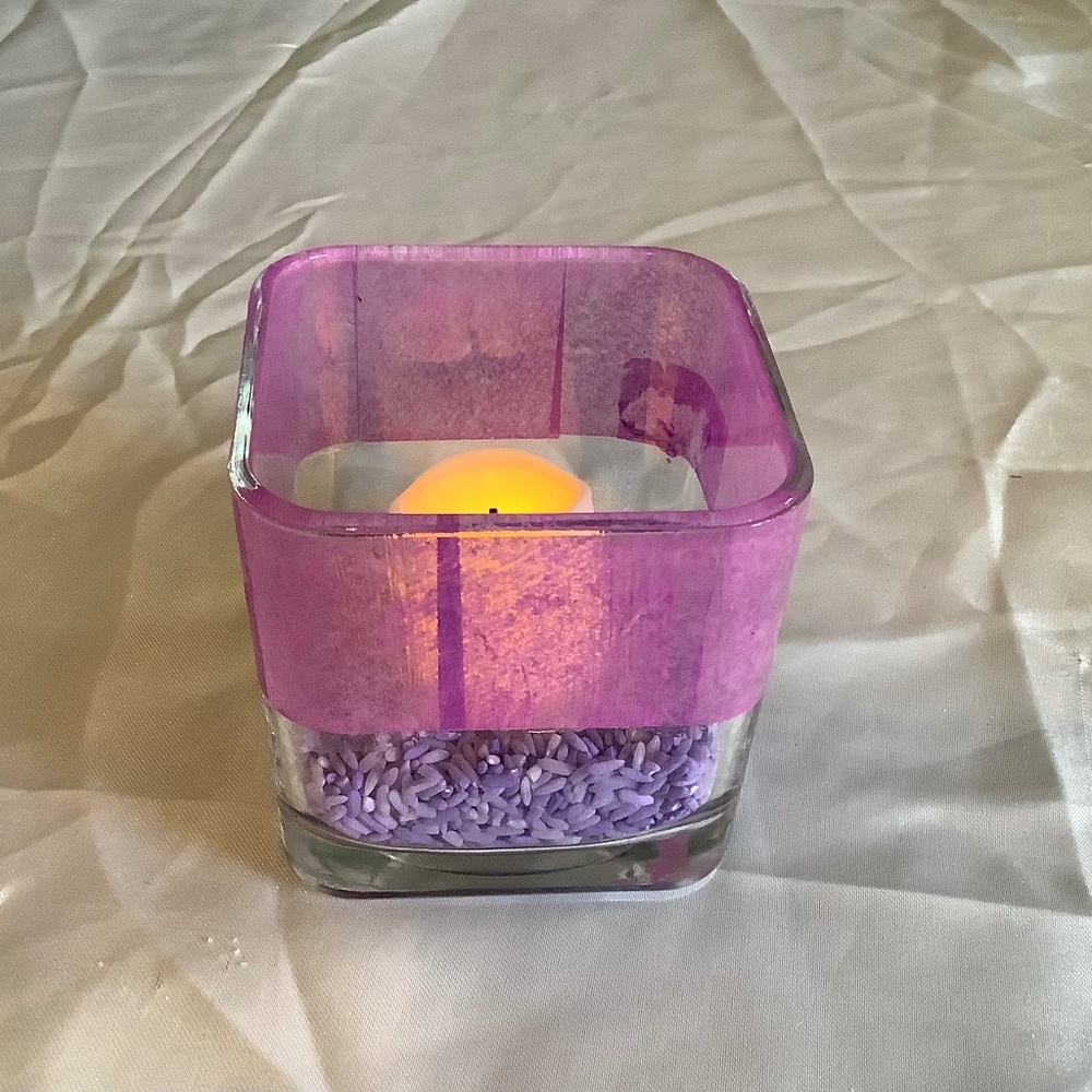 Set of 2 Decoupage square candle holders….you choose color